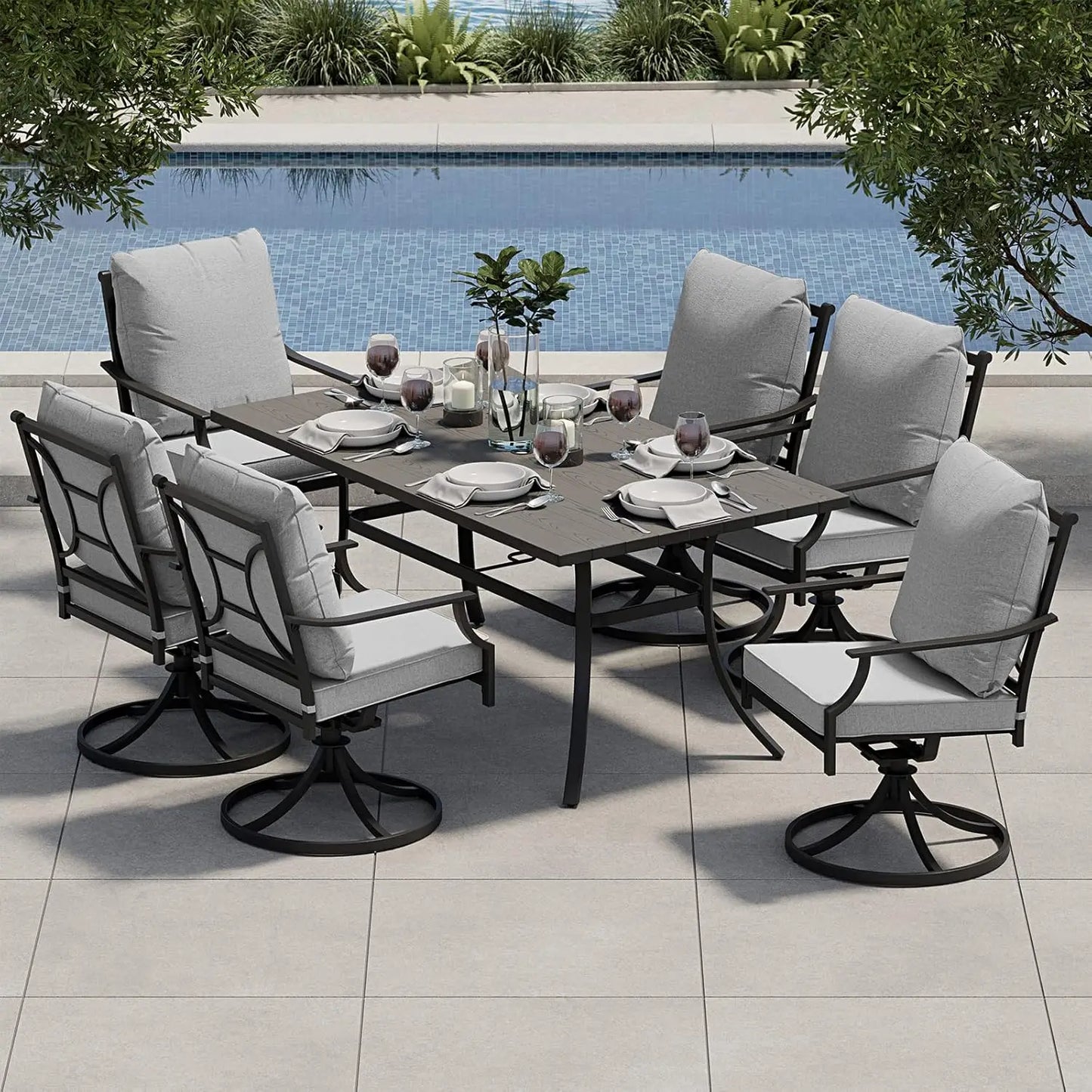 Grand Patio 7-Piece Outdoor Dining Set for Six Swivel Chairs