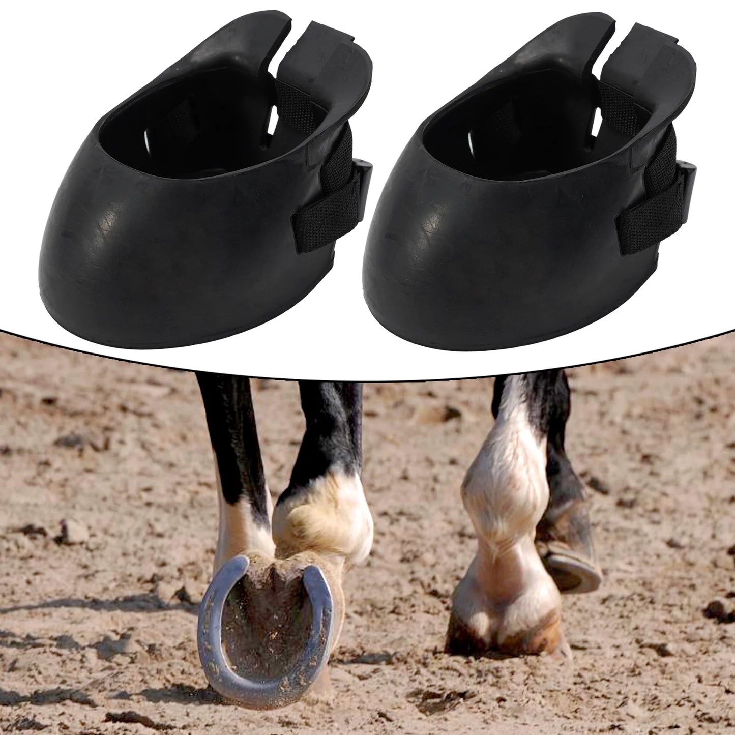 Non Slip Rubber Horse Boots Set For Injured Hooves