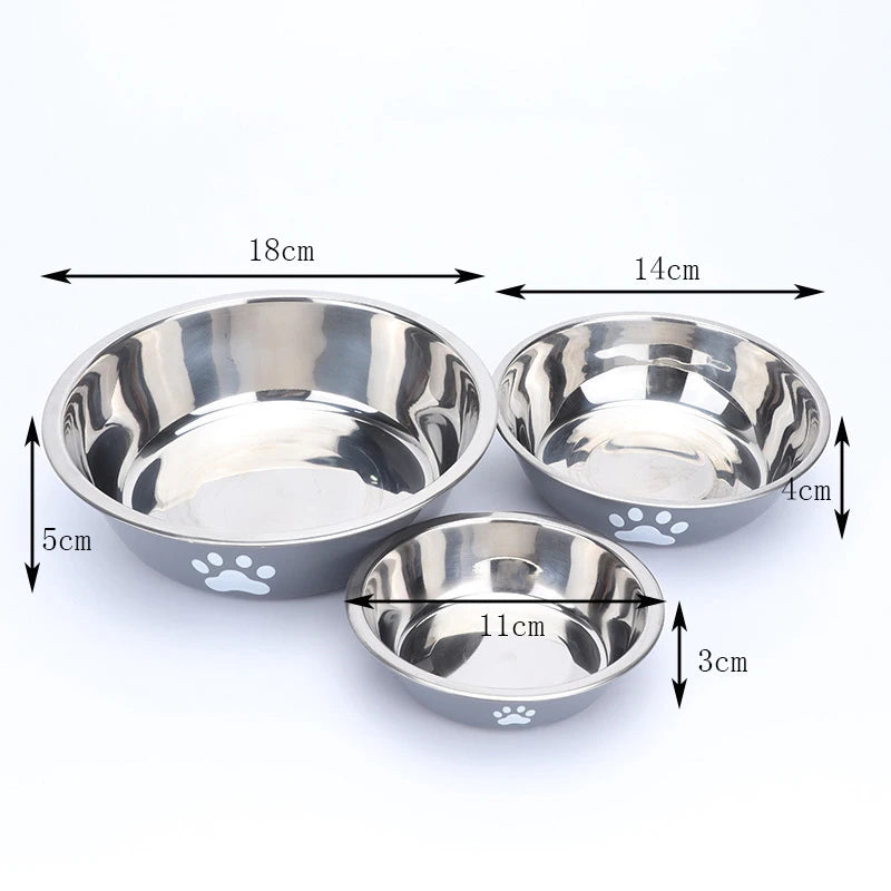 Stainless Steel Dog Bowl With Paw Print Non Slip Design