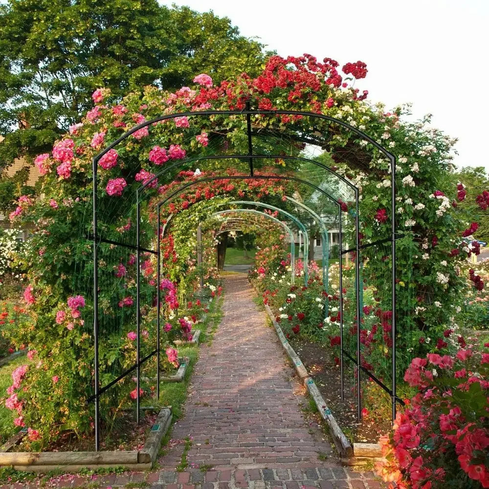 Outdoor Metal Arch Trellis, 87 x 71 x 75, Tall Garden Tunnel for Climbing Plants and Vines