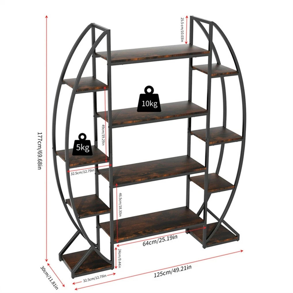 Oval Five Tier Bookshelf Plant Stand Etagere Display Unit