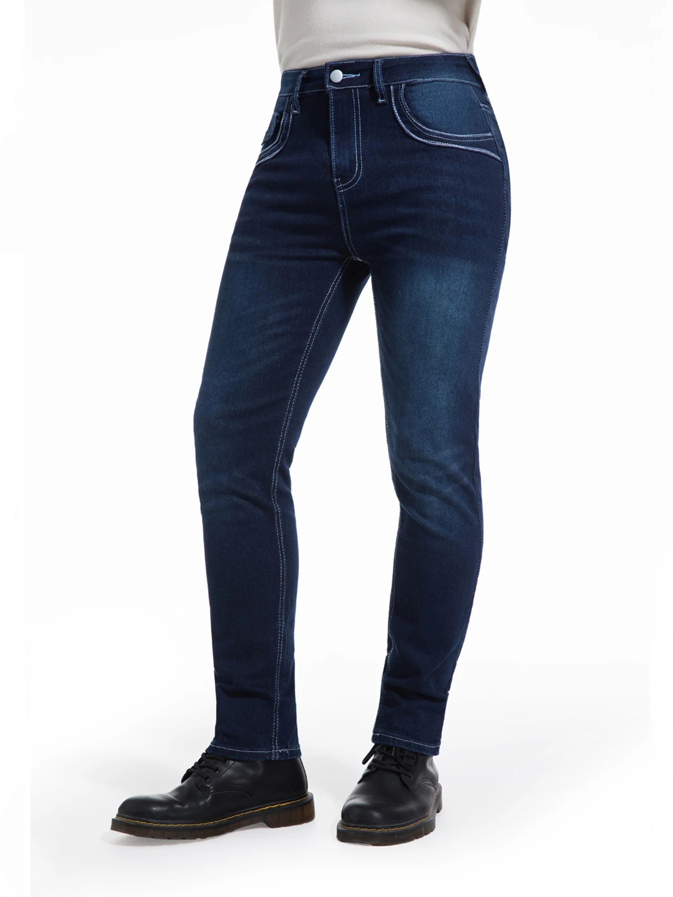 NONECN Men's Elastic Embroidered Casual Stretch Jeans