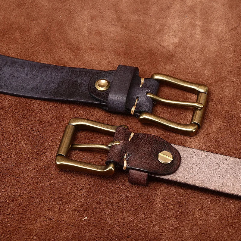 CINESSD Genuine Cowhide Leather Belt With Brass Pin Buckle