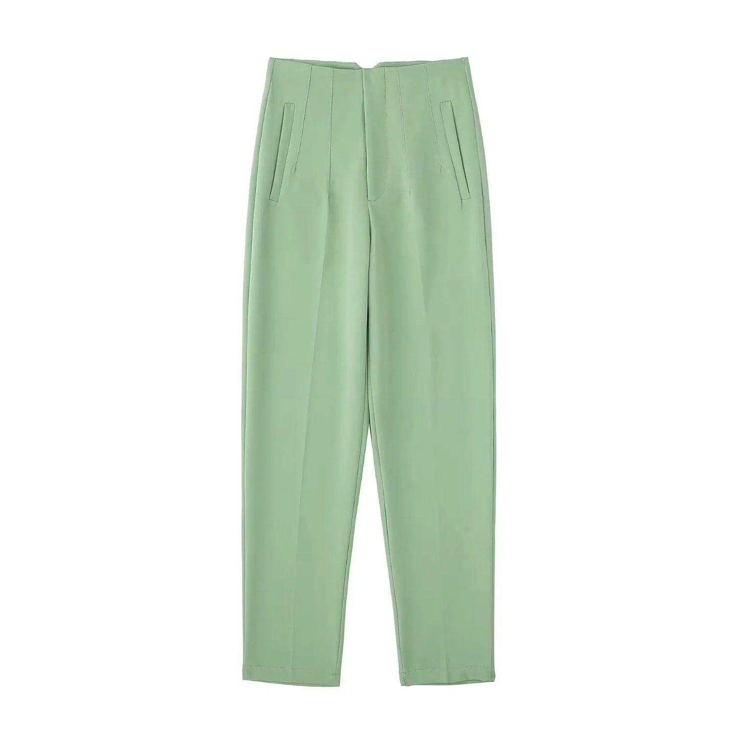 Others High Waist Casual Pants For Women Slim Fit Polyester