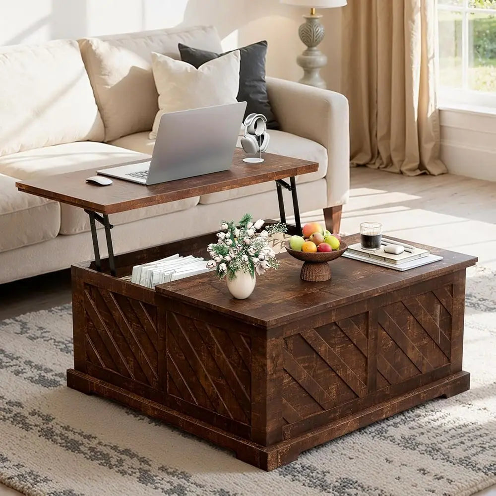 Lift Top Coffee Table With Storage And Hidden Compartment
