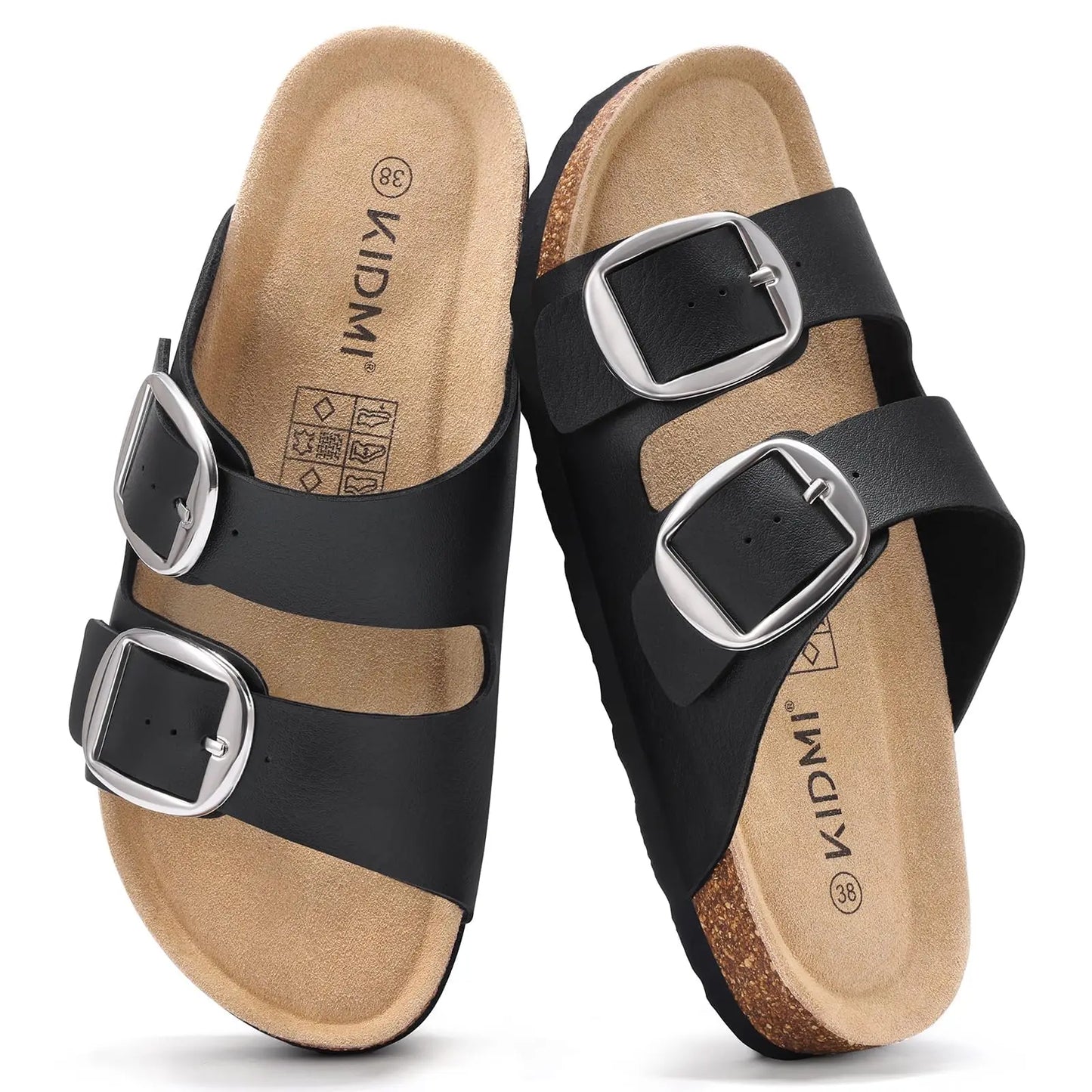 Women's Cork Sandals With Arch Support Buckle Slides For Outdoor