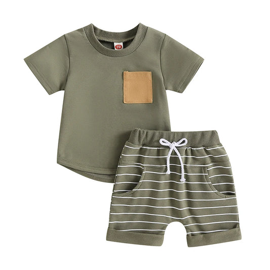 Lioraitiin Baby Boys 2-Piece Summer Set Short Sleeve Shirt Shorts