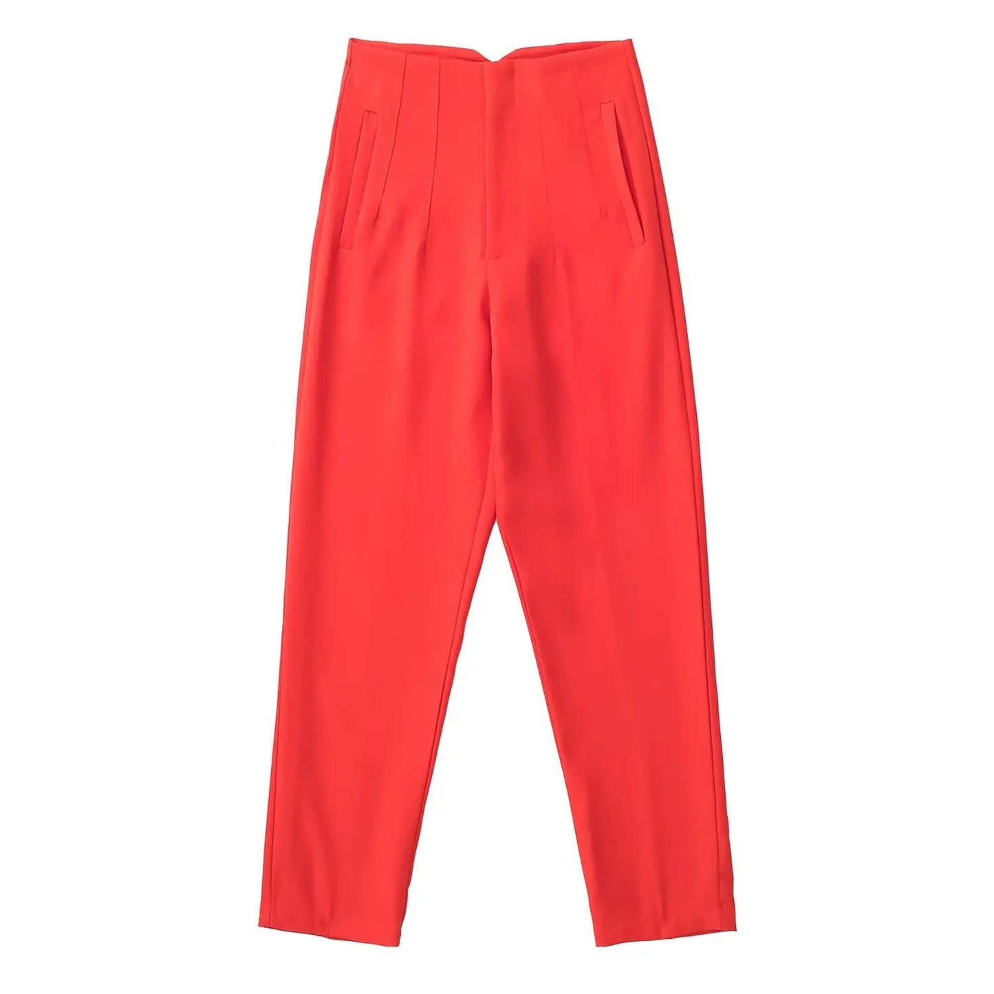 Others High Waist Casual Pants For Women Slim Fit Polyester