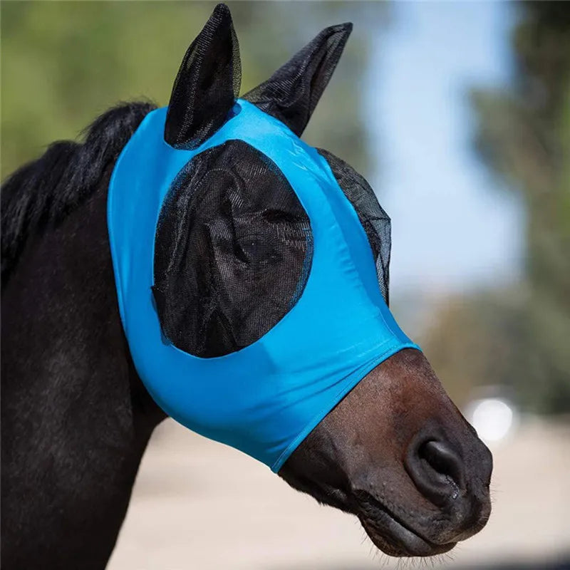 Anti Fly Mesh Equine Mask For Horses With Covered Ears