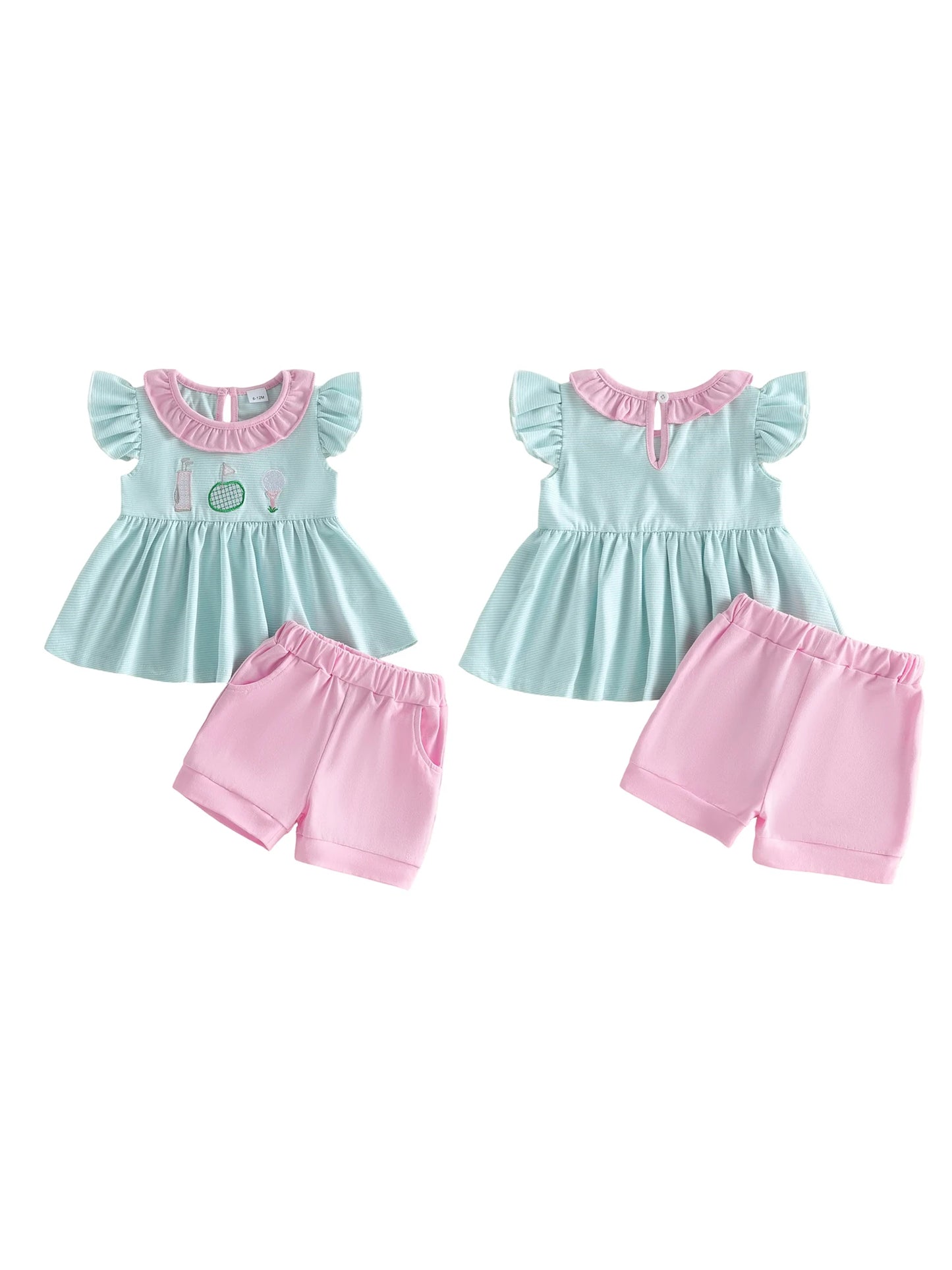 Toddler Girl 2 Piece Summer Set Striped Top Shorts