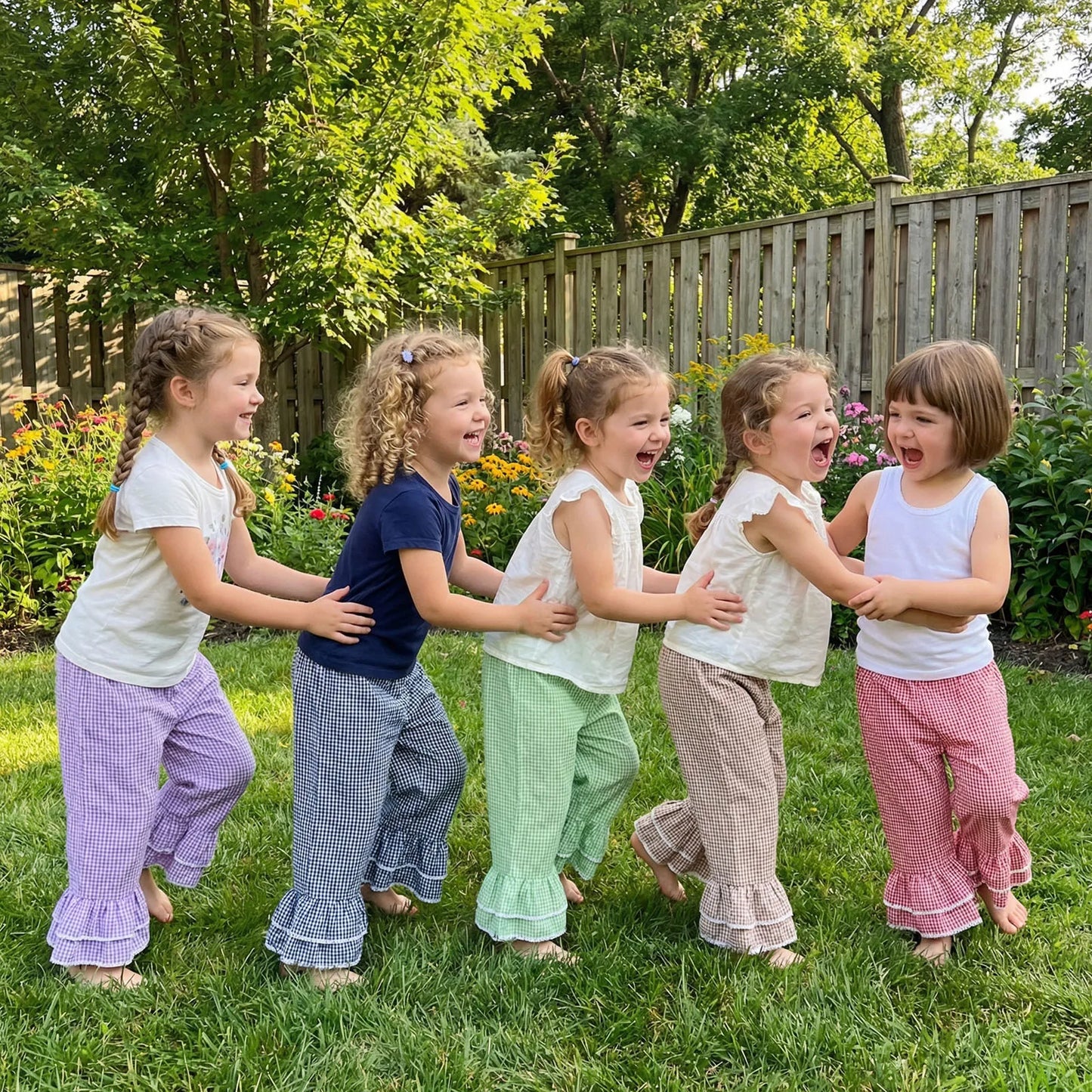 Pudcoco Toddler Girls Plaid Elastic Waist Flare Pants For Kids