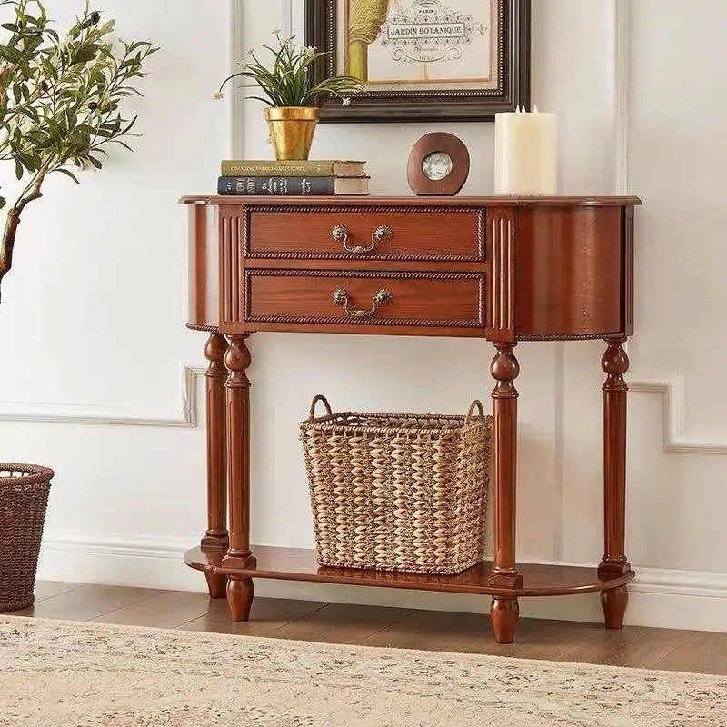 Elegant French Vintage Wooden Console Table for Home Entrance