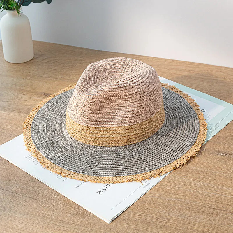 TrancyfineCN Unisex Straw Fedora Hat Travel Beach Sun Hat