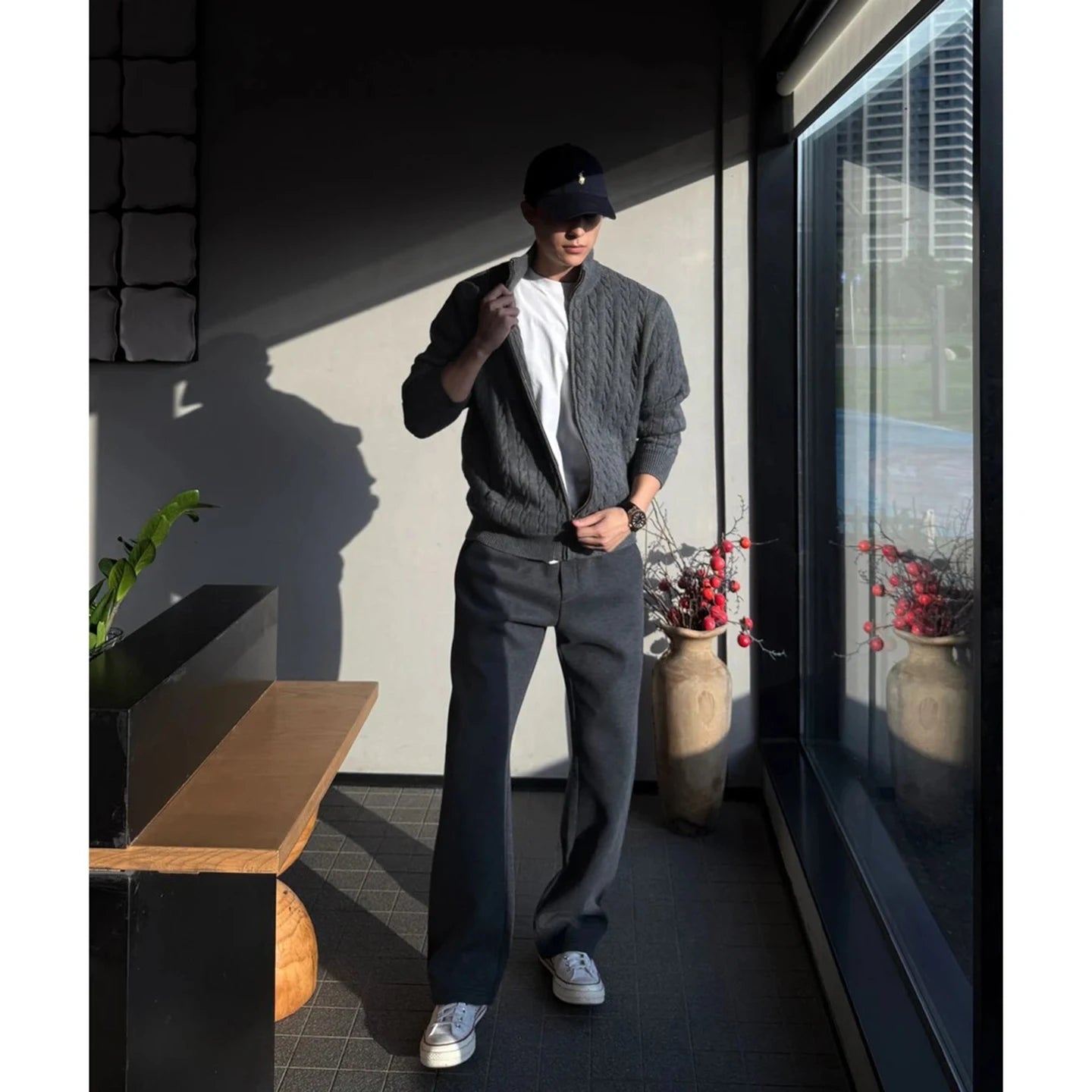 Men's Knitted Short Cardigan Jacket Spring Cleanfit Heavy Hard Short Sweater Classical Style Zipper Closure Long Sleeve Regul...