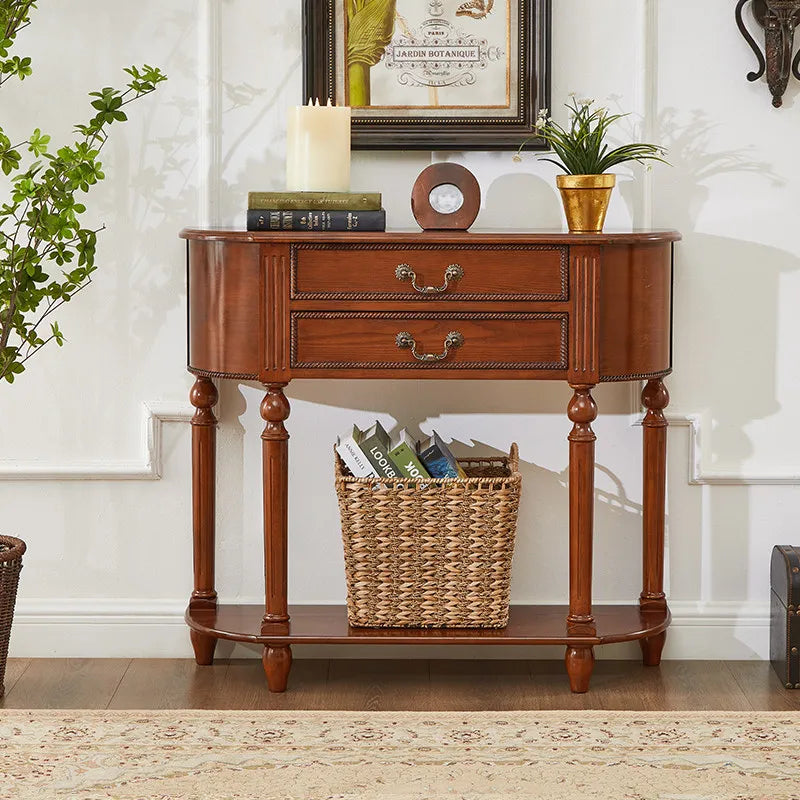Elegant French Vintage Wooden Console Table for Home Entrance