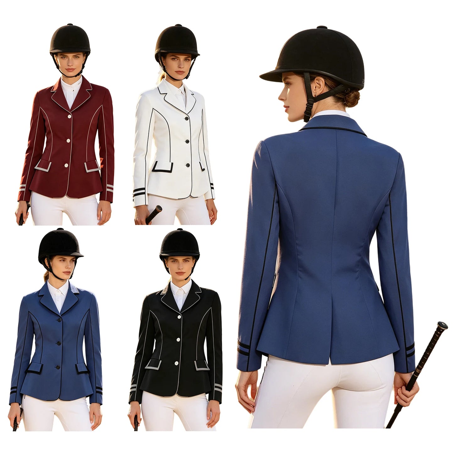 Women's Equestrian Riding Blazer With Lapel Collar Pockets