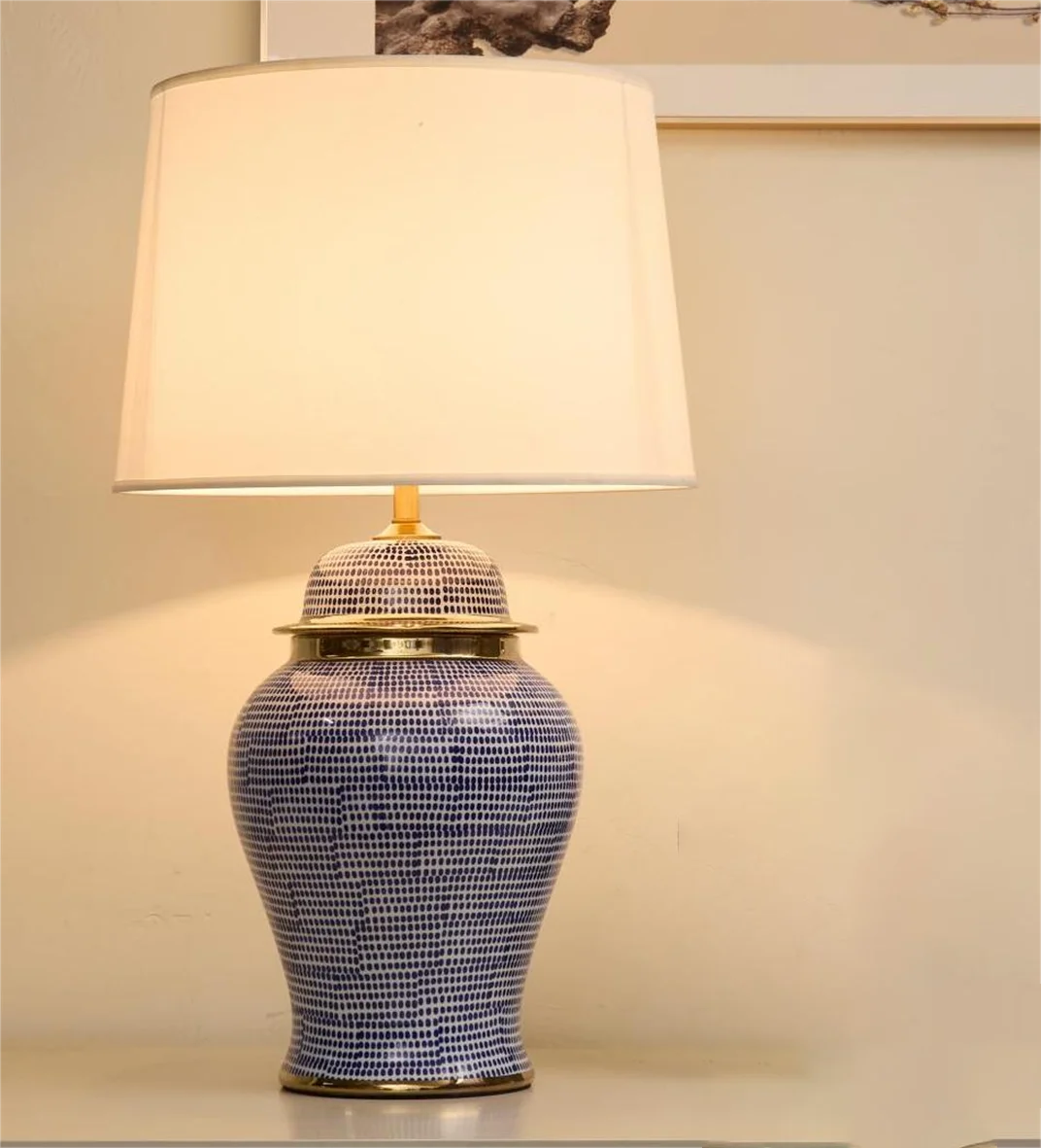 Winfordo Wabi Sabi Ceramic Table Lamp for Living Room Decor
