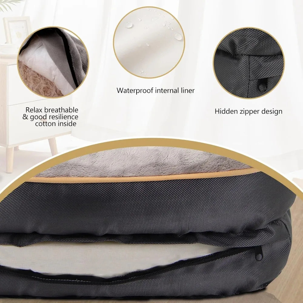 Orthopedic Memory Foam Dog Bed With Removable Cover Squeaker Toy