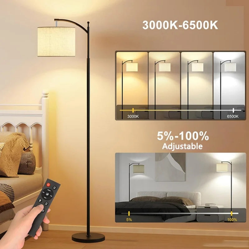 WADBTY LED Floor Lamp With Curved Shade For Living Rooms