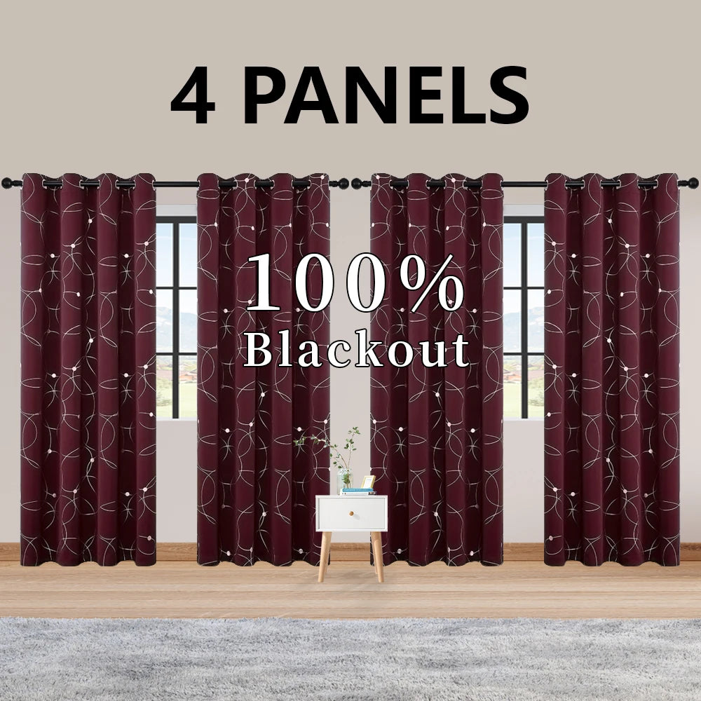 Circle And Dots Foil Thermal Insulated Curtains