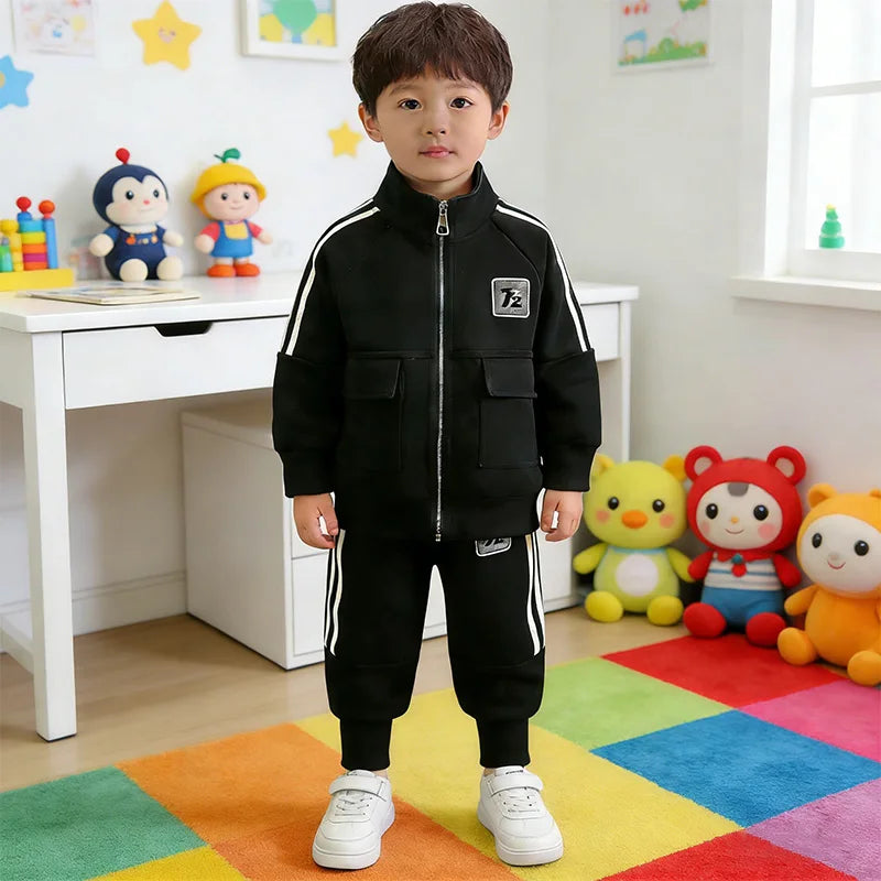 Kids Tracksuit Set Zipper Jacket And Pants Unisex Outfit