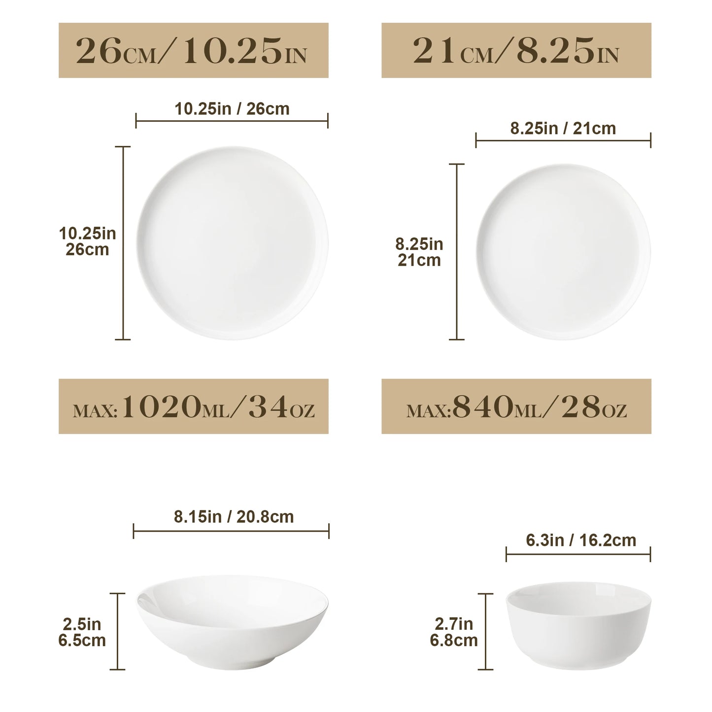 Malacasa Premium Ceramic Dinnerware Set With Bowls