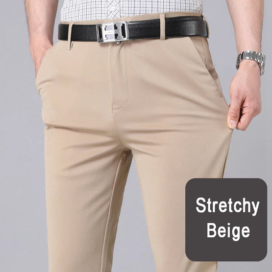 NONECN Men's Stretch Fast Dry Office Trousers Smart Casual Pants