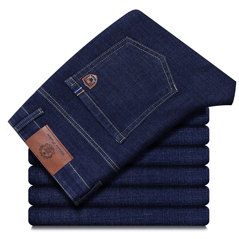 Men's Casual Straight Fit Stretch Denim Jeans For Everyday Work