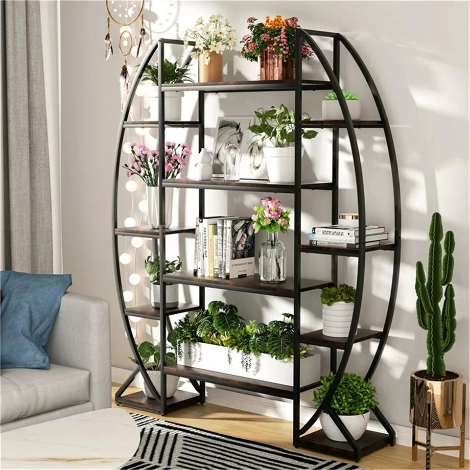 Oval Five Tier Bookshelf Plant Stand Etagere Display Unit