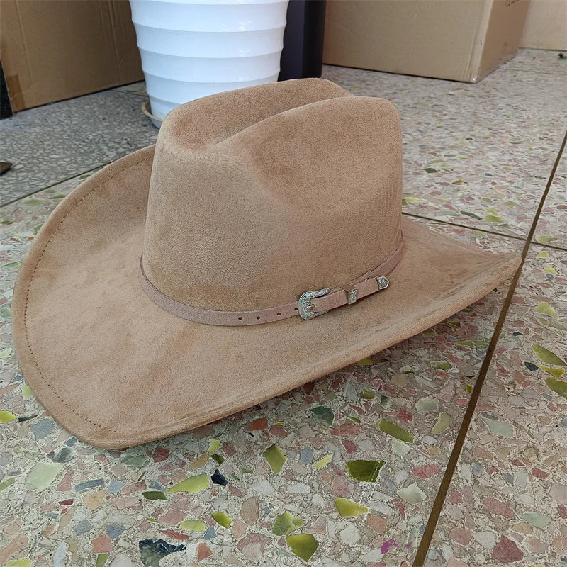 Unisex Suede Cowboy Hat Water Drop Crown Outdoor Wear
