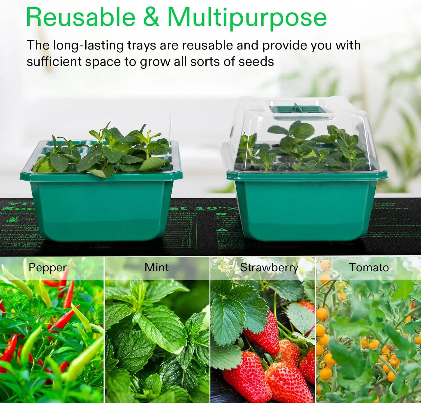 Seed Starter Kit With Adjustable Humidity DomeGuard Propagation Greenhouse Trays