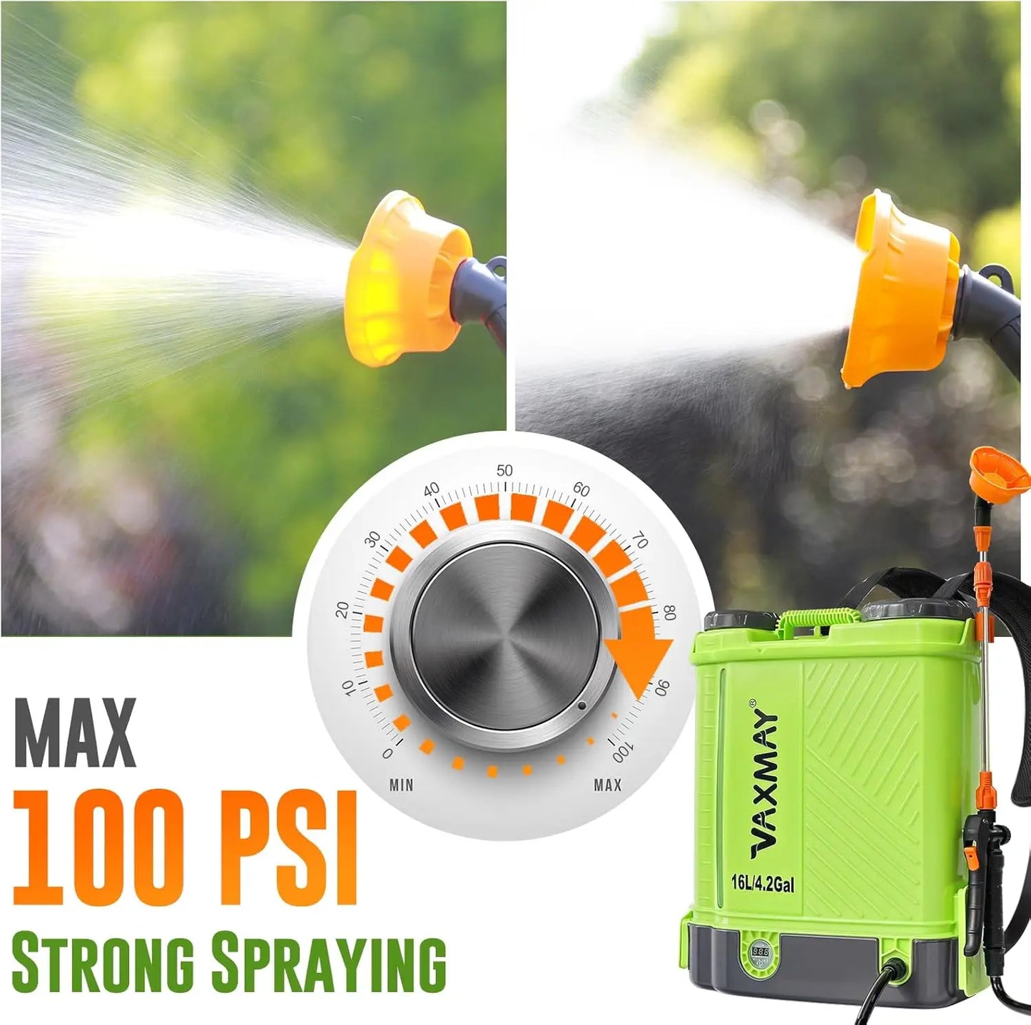 Electric Backpack Sprayer With 100 PSI TelescopicWand And 5 Nozzles
