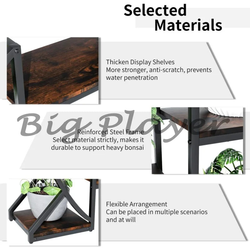 Industrial Style Half Moon Plant Stand Bookshelf Ladder For Home Garden