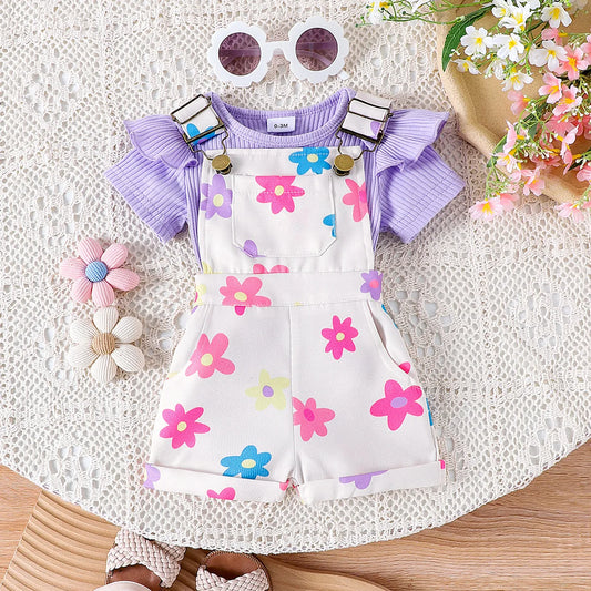 Prowow Toddler Two-Piece Suspender Overalls Set For Baby Girls