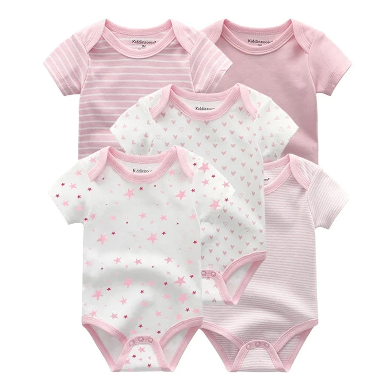 Kiddiezoom Summer 5 Piece Cartoon Bodysuits For Babies
