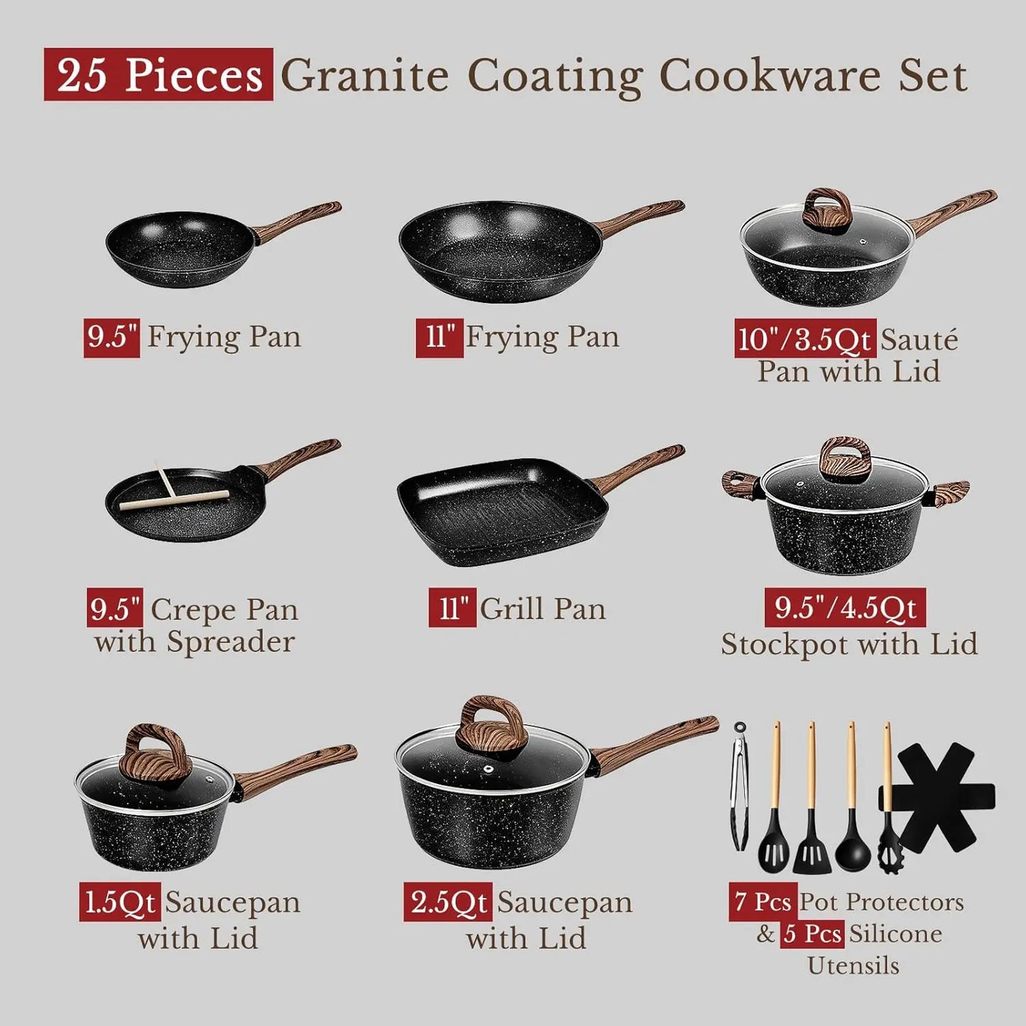 Nonstick Ceramic Cookware Set Induction Compatible PFAS-Free