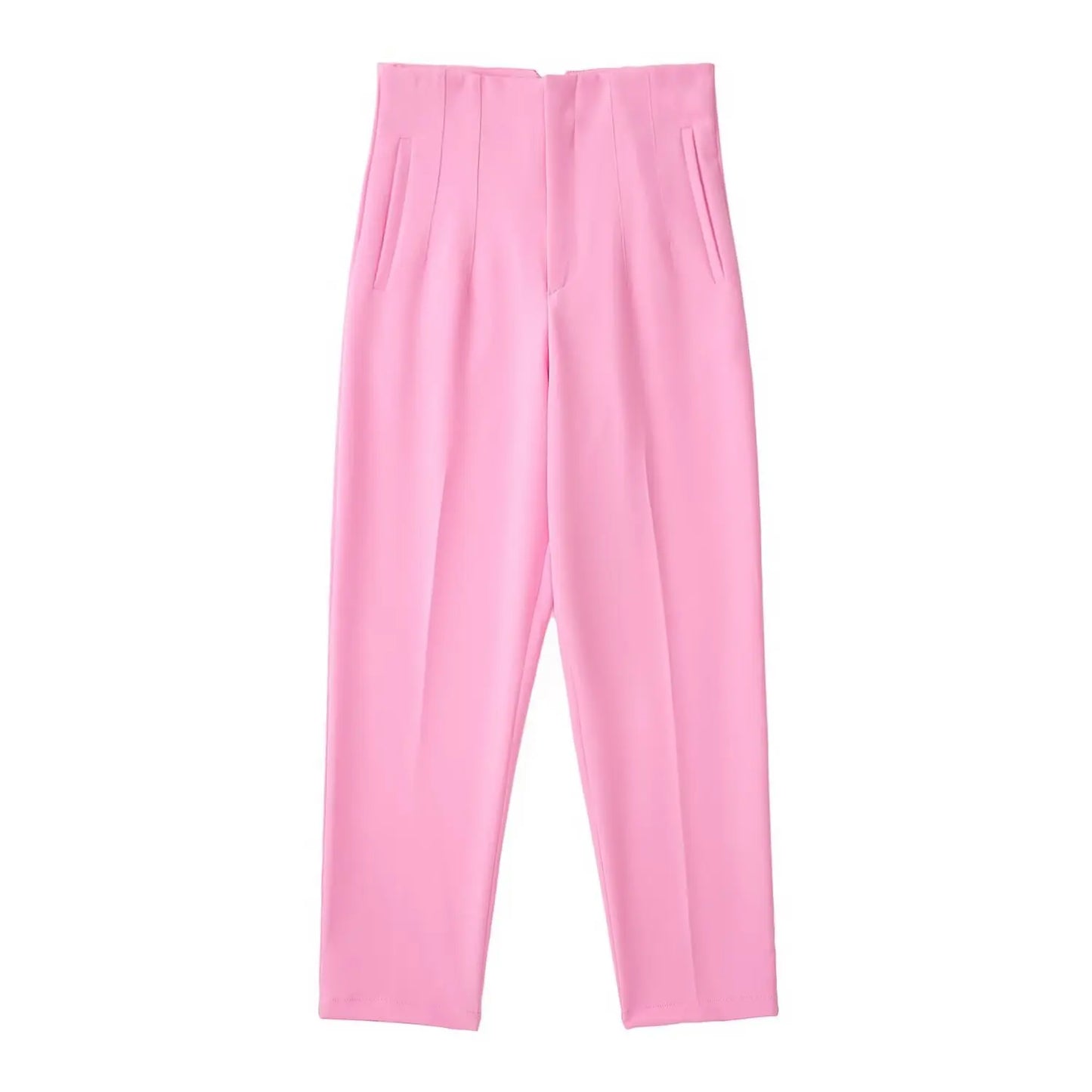 Others High Waist Casual Pants For Women Slim Fit Polyester