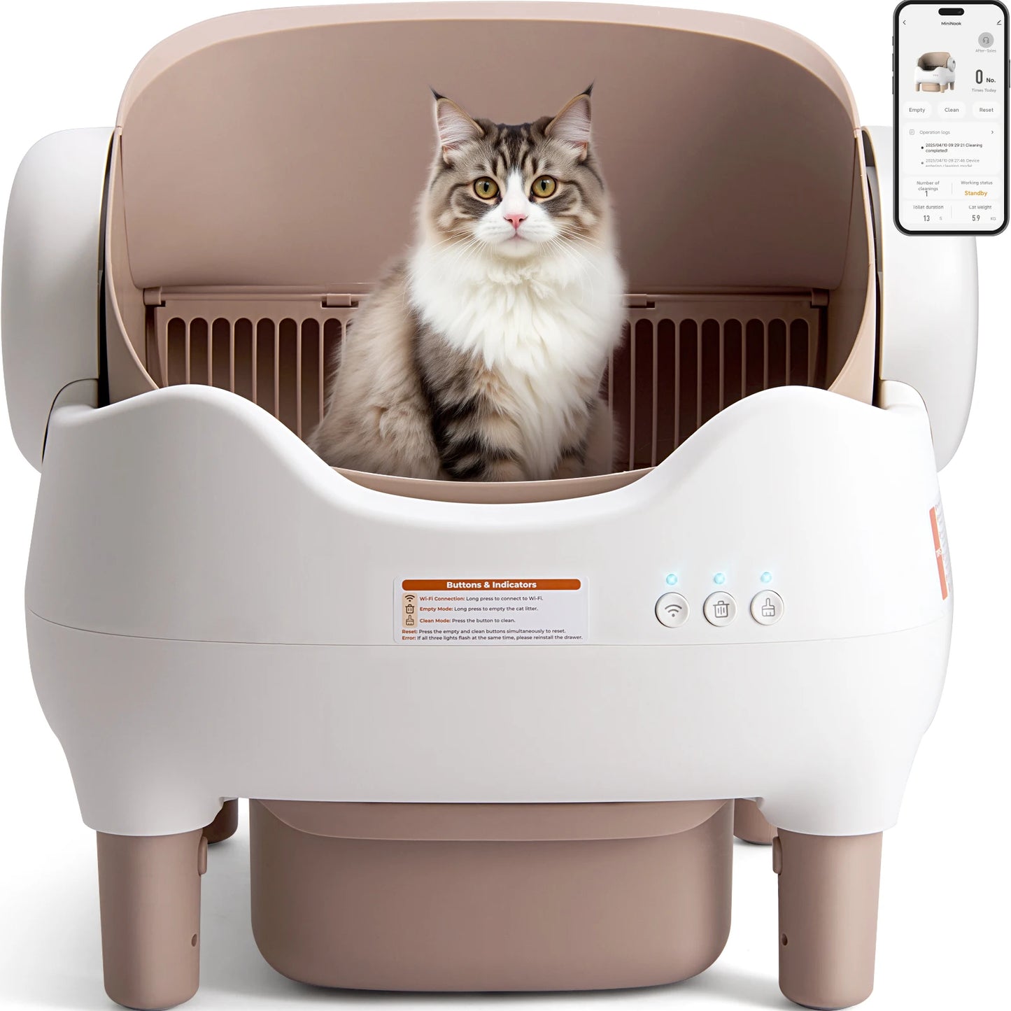 Lunapurr Self Cleaning Litter Box Automatic Cat Litter Box With App Control Odor Free Large Waste Bin For Multi Cats