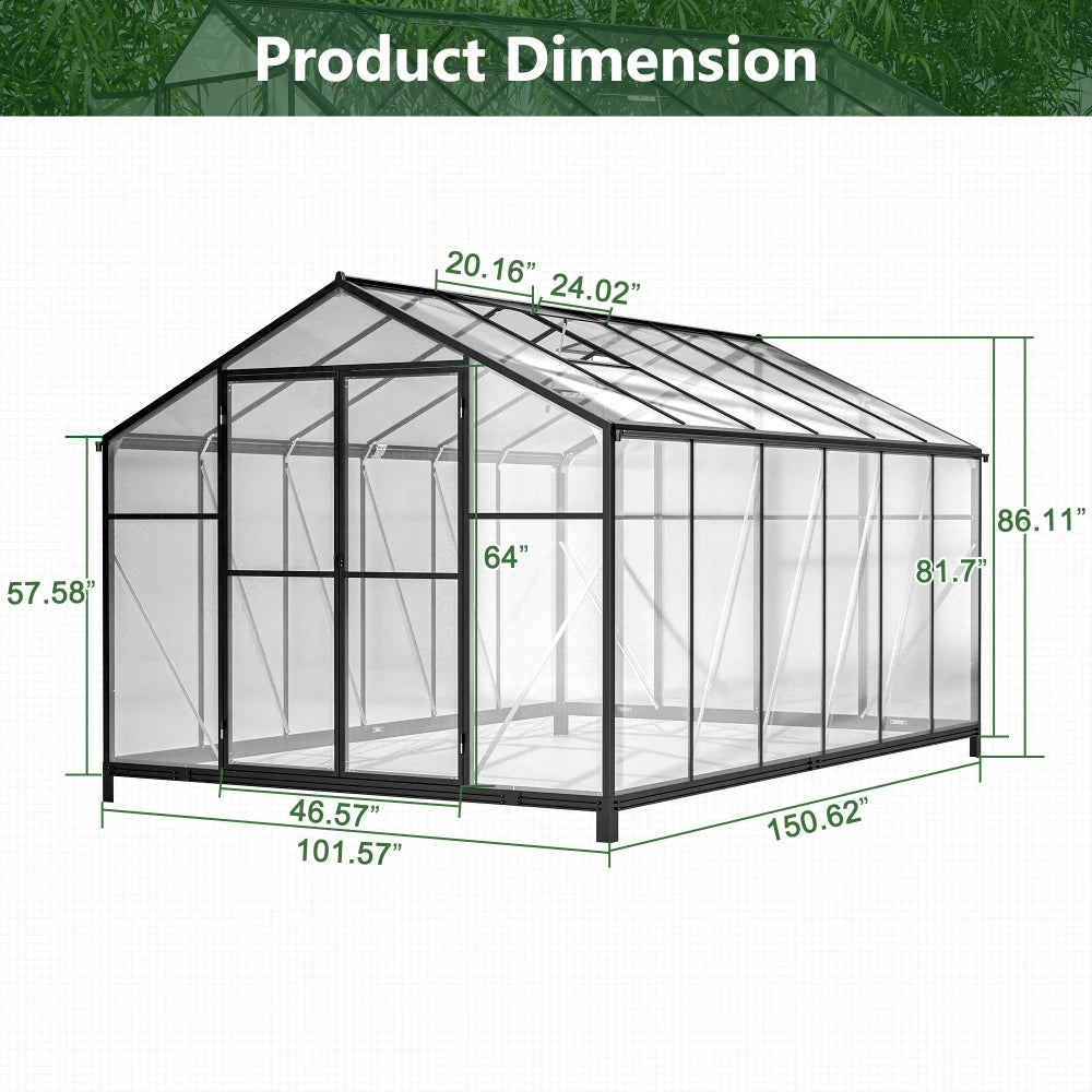 Walk In Aluminium Greenhouse For Outdoor Garden Use
