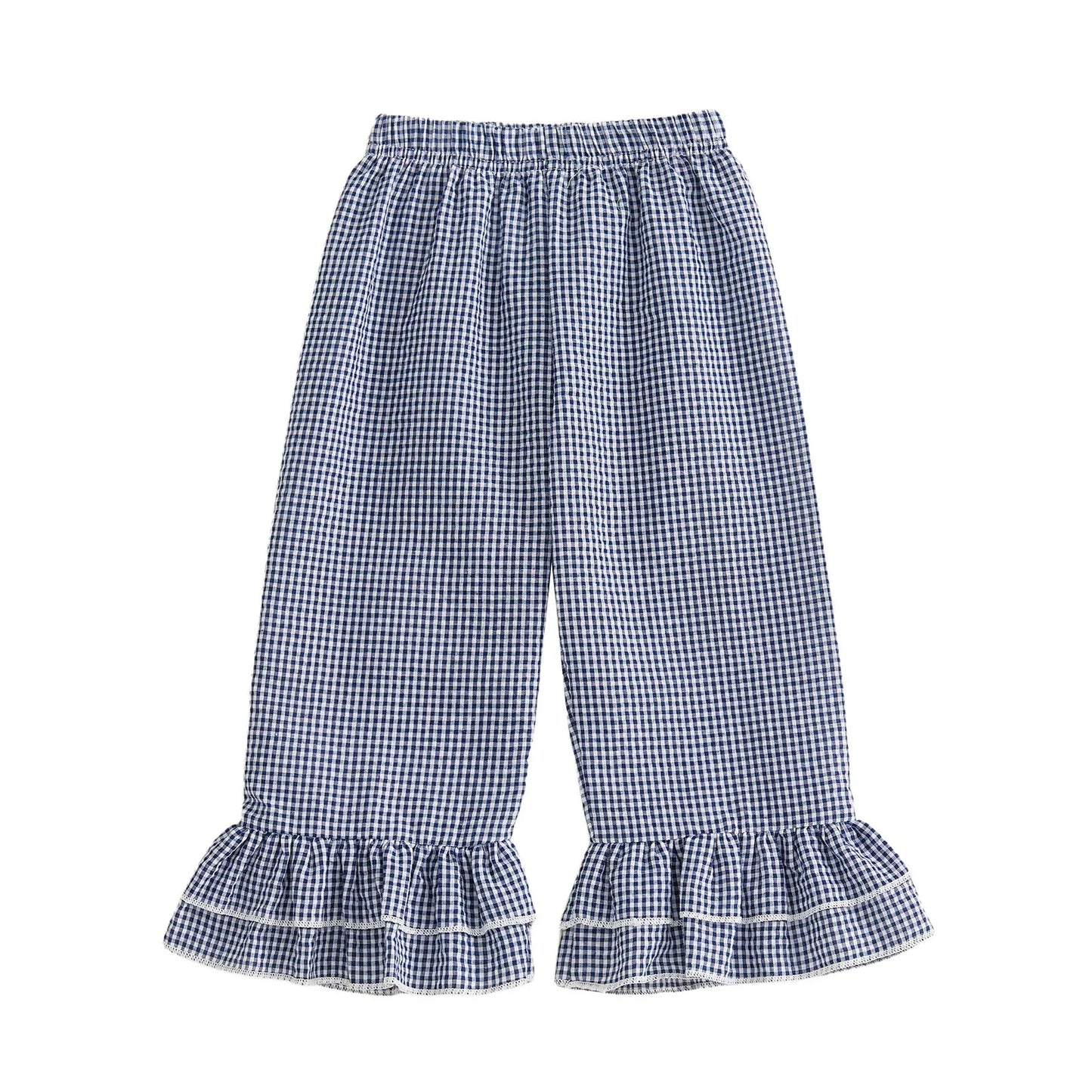 Pudcoco Toddler Girls Plaid Elastic Waist Flare Pants For Kids