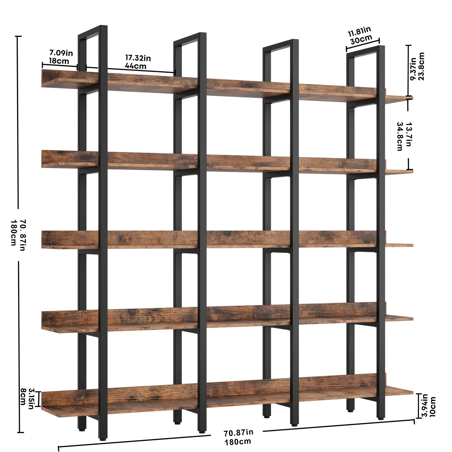 IRONCK 5 Tier Etagere Bookcase Open Shelves Home Office