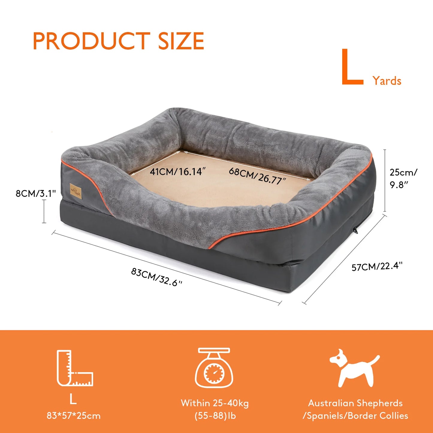 BINGOPAWCN Dog Bed With Removable Washable Cover And Warm Fleece