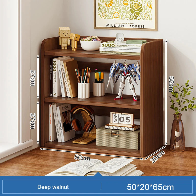 Three Tier Wood Bookcase Storage Shelf for Home Office Desk