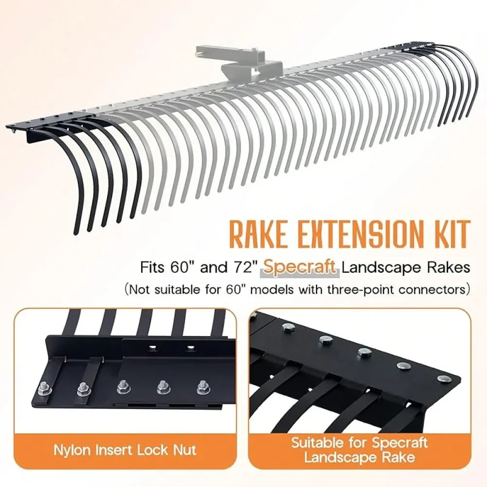 TowBehind Landscape Rake With Adjustable Angle And Steel Tines