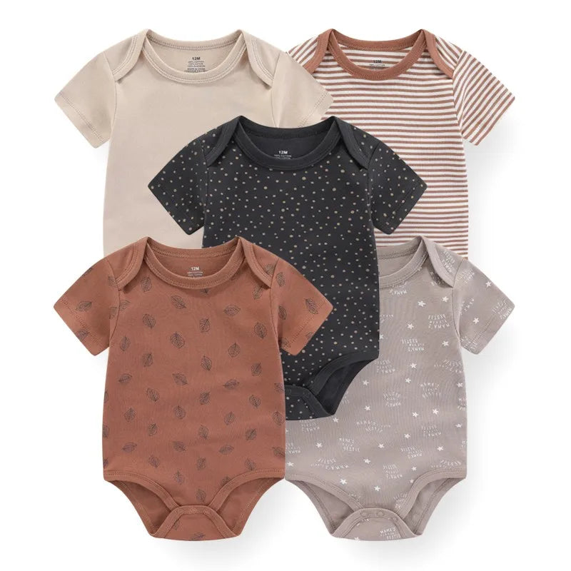 Kiddiezoom Summer 5 Piece Cartoon Bodysuits For Babies