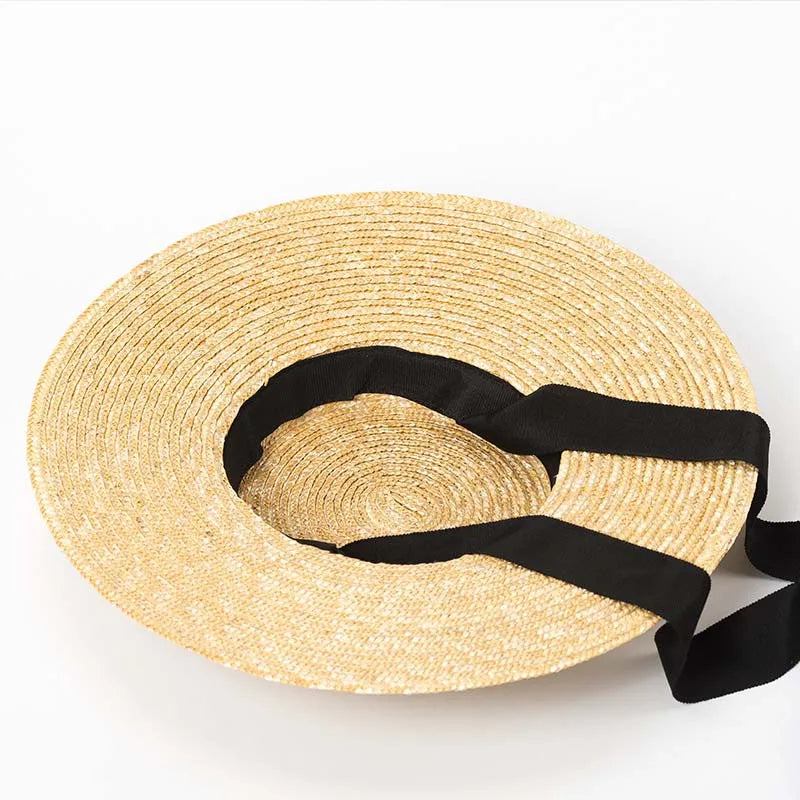 WZRYTTLCN Lace Up Wide Brim Straw Hat For Derby Women