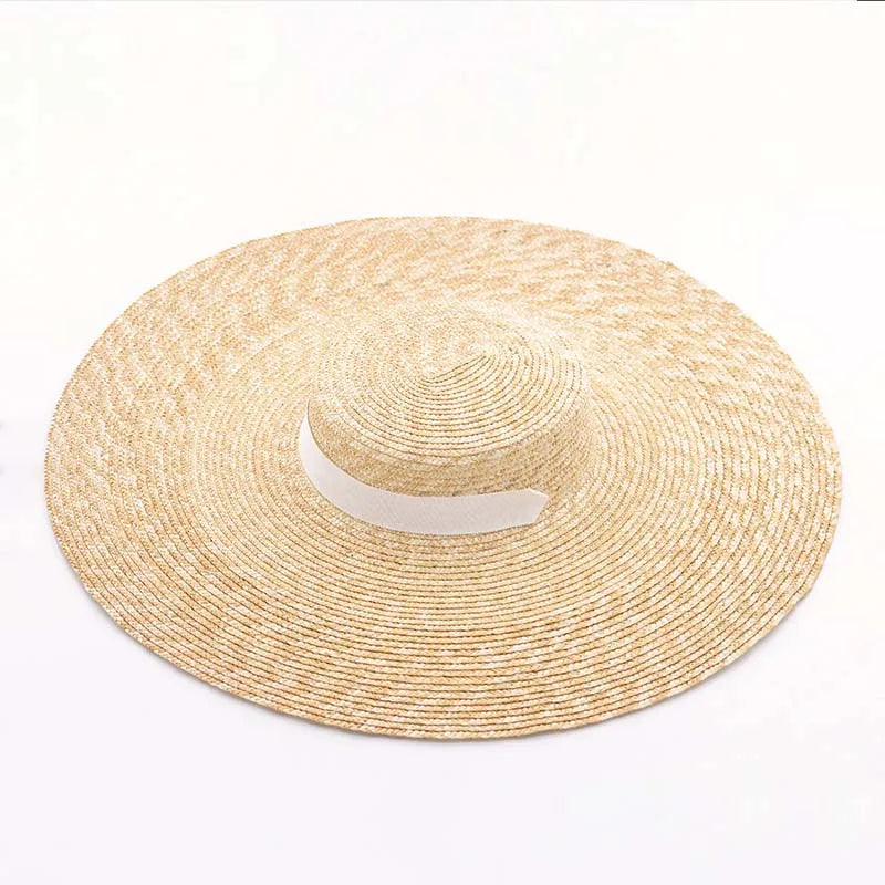 WZRYTTLCN Lace Up Wide Brim Straw Hat For Derby Women