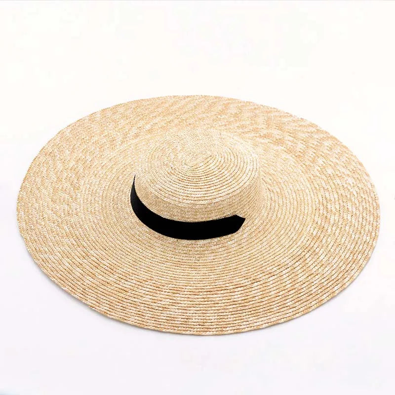 WZRYTTLCN Lace Up Wide Brim Straw Hat For Derby Women