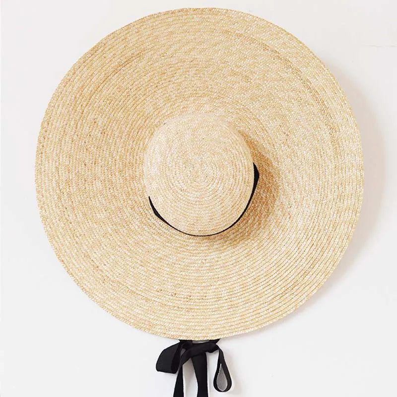 WZRYTTLCN Lace Up Wide Brim Straw Hat For Derby Women